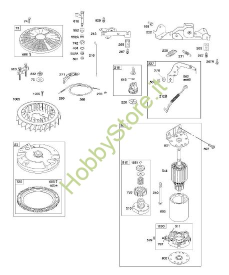 E - Comandi, dispositivo di avviamento elettrico, volano, molla regolatore B&S - 40 €¦ 407577-0111-E1 brand Stihl